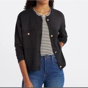 RD Style Black Knit Gold Button Cardigan Soft Size Medium Old Money Lagenlook